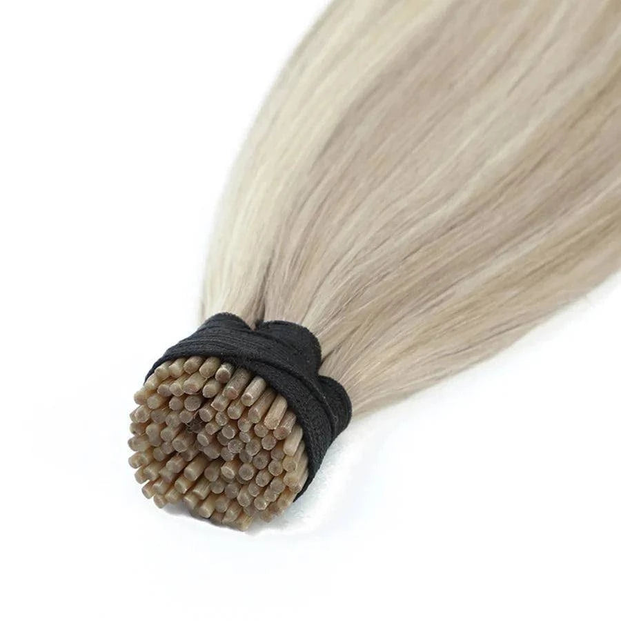 White ash blond medium I - tip Extensions Cold Fusion I tip Platinum Ash Blond White Ash Blond