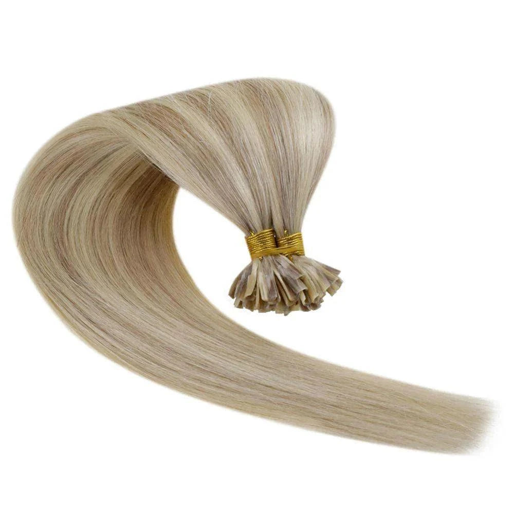 White ash blond medium U- tip kreatin extensions Extensions Made from 100% Real Human Hair - Natural, Luxurious Finish