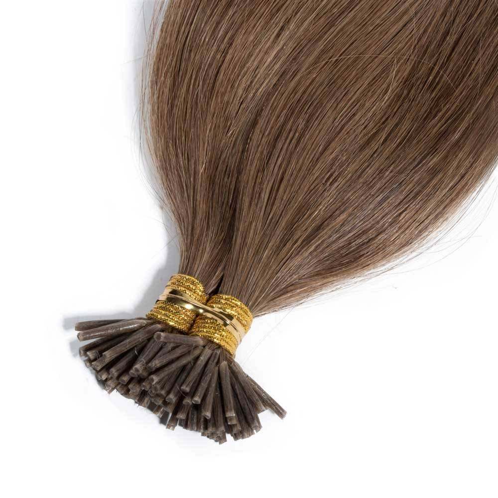 Brown medium I- tip kreatin extensions Extensions Made from 100% Real Human Hair - Natural, Luxurious Finish